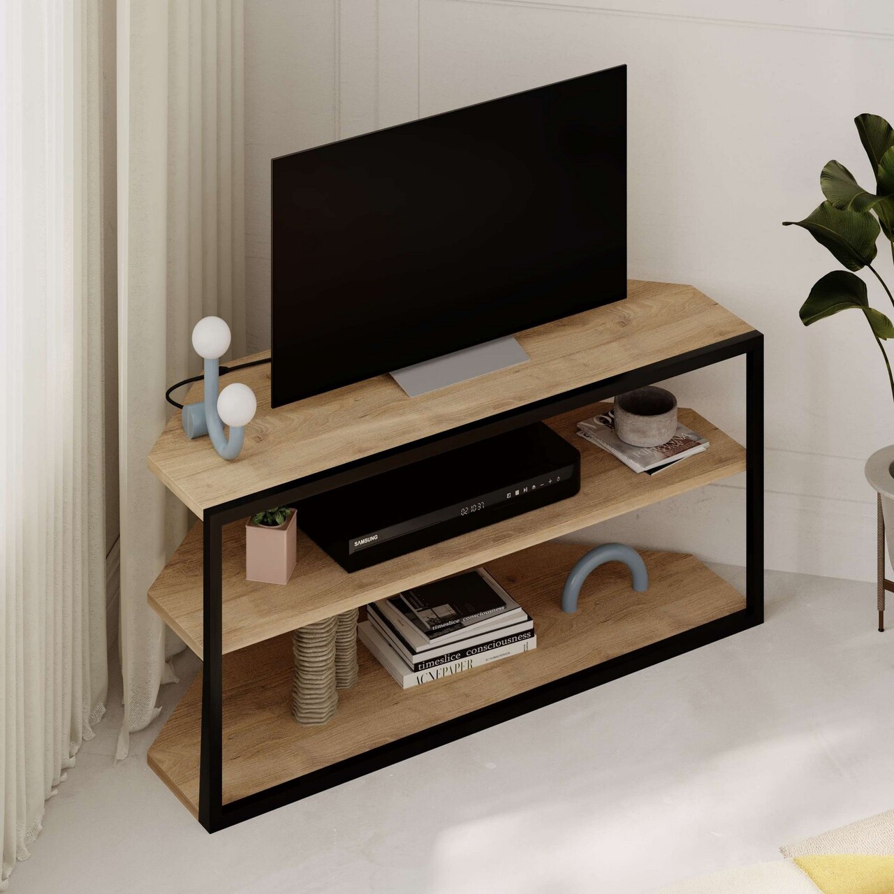 Comoda TV, Hanah Home, Echo, 98x45x37 cm, Maro - imagine 7